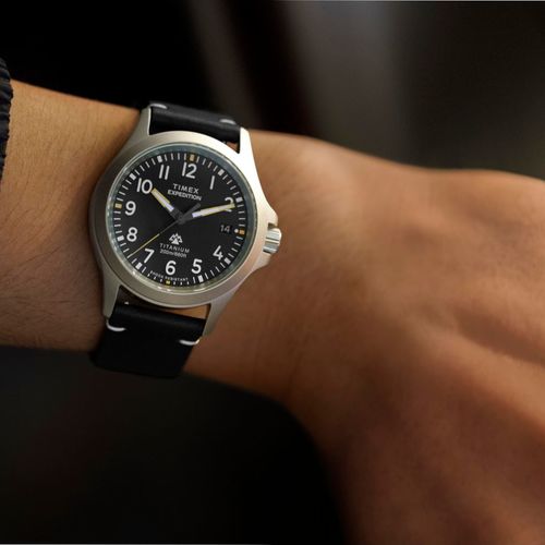 Relógio Expedition Titanium Couro Cinza