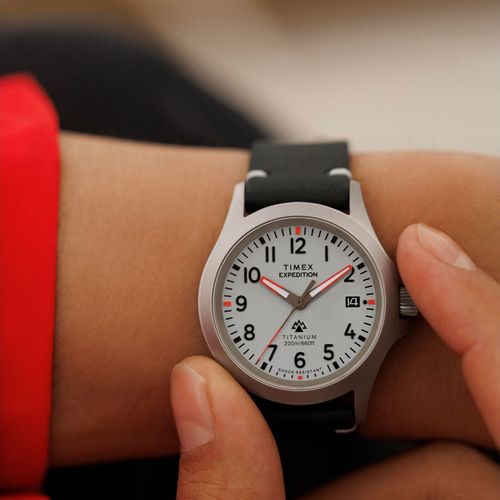 Relógio Expedition Titanium Couro Cinza